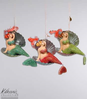 Mermaid in Seashell Orn.