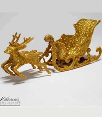 Mica Sleigh/Deer Orn, Gold